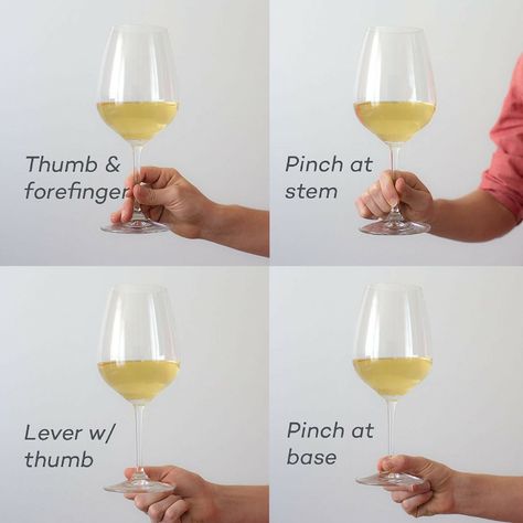 Hold the stem between your thumb and first two fingers. Pinch the stem of the wine glass between your thumb, index finger, and middle finger. Dinning Etiquette, Table Setting Etiquette, Wine Etiquette, Social Etiquette, Table Etiquette, Wine Folly, Wine Knowledge, Dining Etiquette, Etiquette And Manners