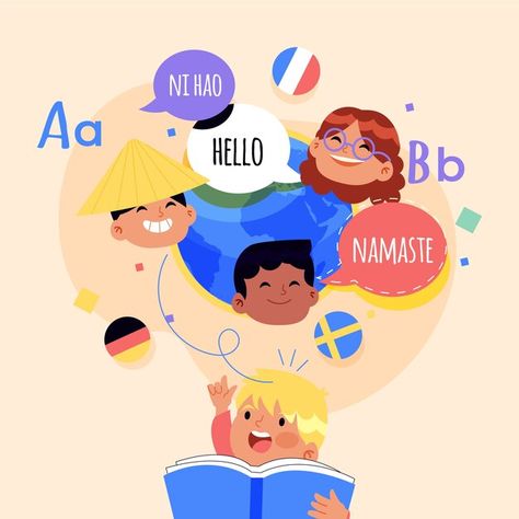 Learning New Language Aesthetic, Learning Languages Aesthetic, International Language Day, Earth Art Drawing, Language Drawing, Language Poster, English Poems For Kids, International Mother Language Day, Mother Language Day