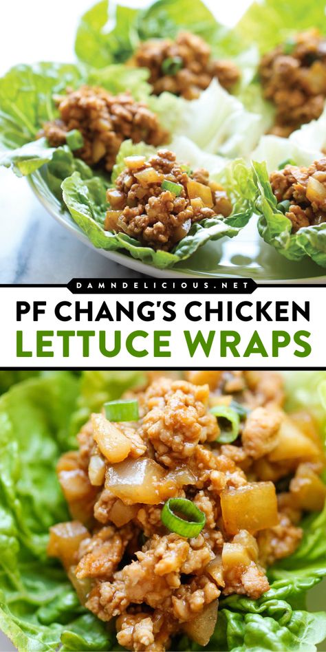 Whip up this easy appetizer for a party! In just 20 minutes, you can have these copycat PF Chang's Chicken Lettuce Wraps that taste so much better. These Asian lettuce wraps are also a great main course recipe! Pf Changs Chicken Lettuce Wraps, Pf Chang, Pf Changs, Lettuce Wrap Recipes, Chicken Lettuce Wraps, Lettuce Wraps, Wrap Recipes, Dinner Dishes, Asian Dishes