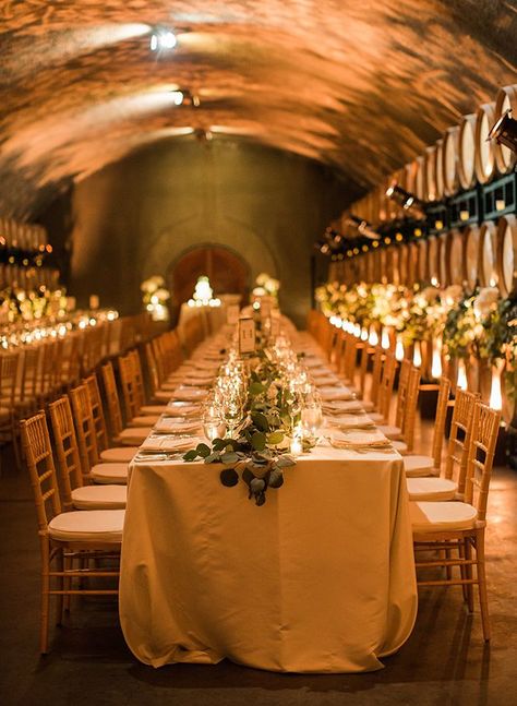 Elegant Sonoma Wedding in A Wine Cave - Inspired By This Wine Cellar Rehearsal Dinner, Wine Cellar Dinner Party, Indoor Winery Wedding, Wine Cellar Wedding Reception, Wine Cave Wedding, Wine Cellar Wedding, Cellar Wedding, Sonoma Wedding Venues, Vineyard Wedding Inspiration