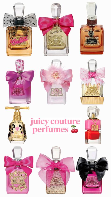 juicy couture, perfumes Juicy Couture Perfume Collection, Y2k Perfume, 2000s Perfume, Parfum Aesthetic, Juicy Perfume, Perfume Wishlist, Mini Perfumes, Juicy Couture Perfume, Couture Perfume