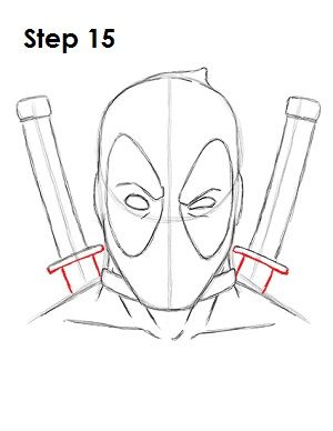 Deadpool Kawaii, Deadpool Face, Deadpool Drawing, Drawing Marvel, Marvel Art Drawings, Deadpool Art, Deadpool Marvel, Cartoon Drawing Tutorial, Easy Cartoon Drawings