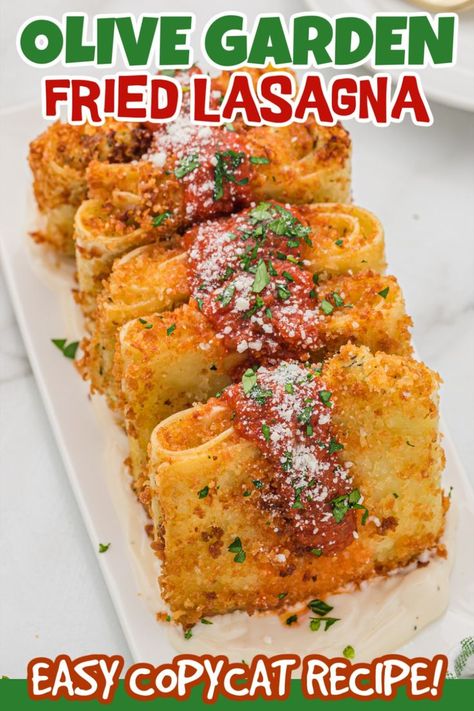 Olive Garden Stuffed Mushrooms, Olive Garden Lasagna, Fried Lasagna, Vegetarian Alfredo, Lasagna Rolls Recipe, Olive Garden Recipes, Cheesy Appetizer, Lasagna Ingredients, Traditional Lasagna