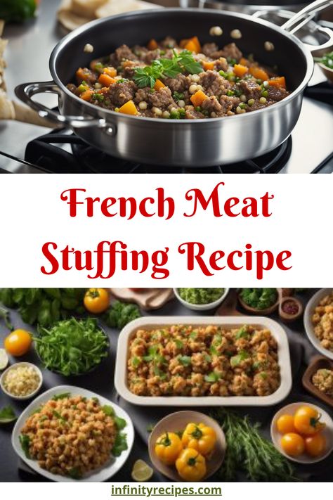 A French meat stuffing, known as "farce" in French cuisine, is a flavorful mixture of minced or ground meats combined with aromatic ingredients to enhance the taste of various dishes. Ingredients Fruits and vegetables • 1 Onion, medium • 2 Potatoes, medium Culinary aids and spices • 1/2 tsp Cinnamon • 1 Salt and pepper Other • 1 1/2 pounds hamburger (ground beef) • 1/2 teaspoon cloves (or to taste) Stuffing With Hamburger Meat, French Meat Stuffing Thanksgiving, French Meat Stuffing, Ground Pork Stuffing Recipe, Ground Beef And Stuffing Recipes, Meat Stuffing Recipes, Stuffing With Ground Beef, Ground Beef Stuffing, French Meat