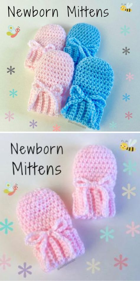 Crochet Infant Mittens Free Pattern, Newborn Mittens Crochet Pattern, Knitted Baby Mittens Patterns Free, Infant Mittens Free Pattern, Crochet Newborn Mittens, Baby Crochet Mittens Pattern Free, Crochet Baby Mittens Free Pattern Easy, Baby Crochet Mittens, Cute Crochet Baby Things