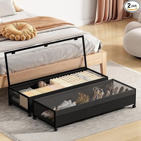 Amazon.com: Eastherry Under Bed Storage with Wheels, 54L XXL Larger Under Bed Storage Containers with Clear Lids, 36'' Lengthen Under Bed Shoe Organizer, Rolling Under Bed Storage for Shoes Clothes (2 Pack) : Home & Kitchen Storage With Wheels, Under Bed Storage Containers, Closet Drawers, Teen Bedroom Furniture, Door Hardware Interior, Nursery Furniture Sets, Teen Bedding, Closet System, Bedroom Furniture For Sale