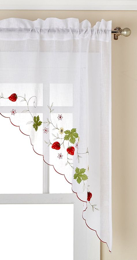 Window Swags, Blackout Window Treatments, Designer Bed Sheets, Kitchen Window Curtains, Curtain Styles, Rustic Curtains, Red Curtains, Red Kitchen, Home Curtains