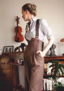 Miss Fancy Pants Trousers – Brighton Bacall Lesbian Style, Button Suspenders, Vintage Lesbian, Lesbian Fashion, Outfit Photo, Fancy Pants, Trouser Style, Fashion Gallery, Pants Trousers