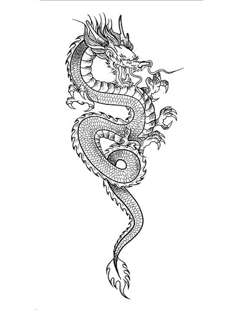 Dragon Tattoo Lower Back, 3d Dragon Tattoo, Dragon Tattoo Outline, Chinese Dragon Tattoo, Dragon Tattoo Stencil, Dragon Tattoo Drawing, Dragon Tattoo Arm, Dragon Tattoo Sketch, Drawing Dragon