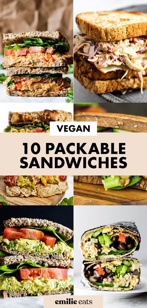 Packed Lunch Sandwiches, Vegan Sandwich Ideas, Veggie Sandwich Recipes, Vegan School Lunch, Cold Sandwich Recipes, Sandwich For Lunch, Food Sandwiches, Vegan Lunch Box, Vegan Sandwich Recipes