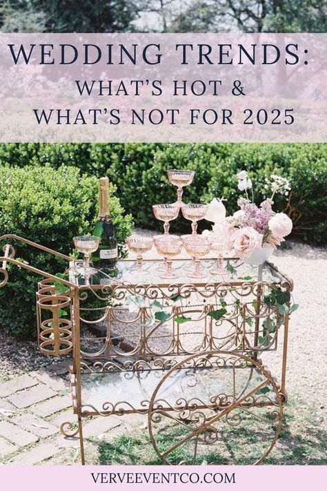 Curious about 2025 wedding trends? Discover what’s in, from interactive live entertainment to colorful decor, and which trends are fading in popularity. Late April Wedding, Trendy Wedding Decorations, 2025 Wedding Reception Trends, Wedding Add On Ideas, 2025 Wedding Centerpieces, Spring Industrial Wedding, High End Wedding Decor, French Garden Wedding Decor, Modern Romantic Wedding Theme