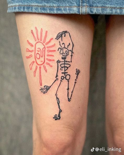 Spunky Tattoos, Funky Art Tattoo, Funky Tattoo Ideas, Basquiat Tattoo, Earthy Tattoos, Tato Minimal, Z Tattoo, Funky Tattoos, Sick Tattoo