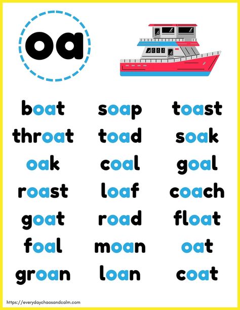 Vowel pairs can be a hard thing for new readers to master. Use these free printable vowel team charts to help them practice reading common vowel pairs! They make great learning tools for learning to read! Phonic Readers Free Printable, Vowel Combinations Chart, Oa Words Phonics, Phonics Rules Free Printable, Oa Vowel Team, Vowel Teams Chart, Vowels Kindergarten, Vowel Chart, Vowel Pairs