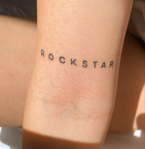 Small Rockstar Tattoo, Rockstar Gf Tattoo Ideas, Nickelback Tattoo Ideas, Rock N Roll Tattoo Small, Rockstar Girlfriend Tattoos, Nickelback Tattoo, Rock N Roll Tattoo Ideas, Rockstar Tattoo Ideas, Rock And Roll Tattoos