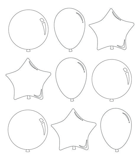 Small Balloon Template Printable Champagne Glass Template Free Printable, Balloon Template Free Printable, Circus Games, Balloon Printable, Abc Countdown, Cards Background, Baby Boy Balloons, Black And White Balloons, Balloon Pattern