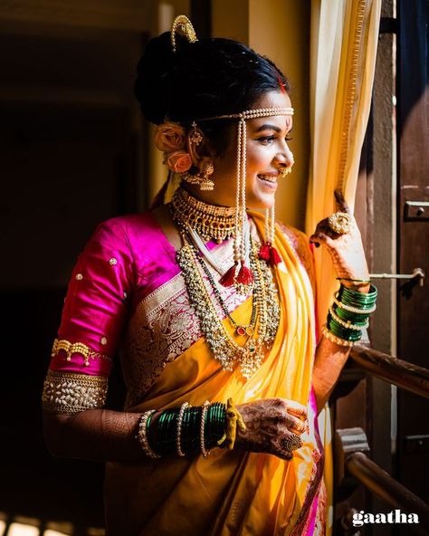 Marathi Superstars Mitali & Siddharth Tie The Knot In A Dreamy Ceremony Mitali Mayekar, Marathi Bride, Marathi Wedding, Indian Wedding Poses, Bridal Photography Poses, Couple Wedding Dress, Indian Bride Outfits, Indian Wedding Photography Poses, Bride Poses