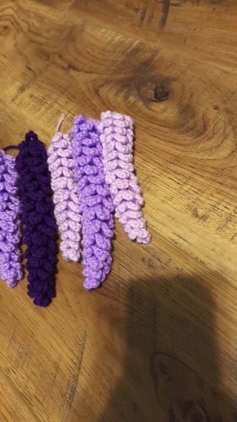 what are we thinking of the t combinations for the wisteria garland? W... | TikTok Crochet Wisteria Pattern, Crochet Wisteria Garland, Crochet Wisteria Flower Pattern, Wisteria Crochet Pattern, Wisteria Crochet, Crochet Wisteria, Wisteria Garland, What Are We, Wisteria