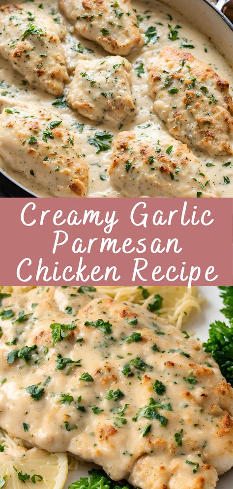 Low Carb Garlic Parmesan Chicken, Best Garlic Chicken Recipes, Chicken Recipes With Parmesan Garlic Sauce, Chicken Parmesan Recipe Dairy Free, Lemon Parmesan Crusted Chicken, Chicken No Cheese Recipes, Chicken Recipes Garlic Butter, Chicken And Garlic Parmesan Sauce, Baked Chicken Recipes With Sauce