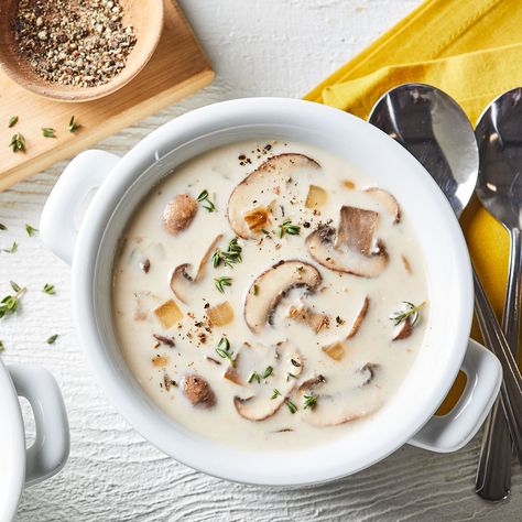 Creamy Cremini Mushroom Soup Vegan Mushroom Soup, Creamy Mushroom Soup, Mushroom Soup Recipes, Cream Of Mushroom Soup, Cremini Mushrooms, Cream Of Mushroom, Creamy Mushrooms, Vegetarian Soup, Beef And Noodles