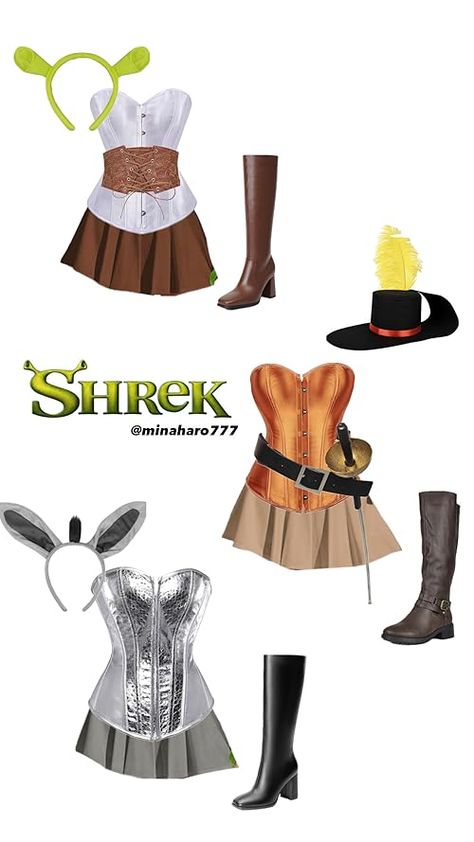 Mina's Amazon Page Bestie Trio, Bestie Costumes, Halloween Trio, Costumes College, Aesthetic College, 2024 Halloween, College Halloween, Costumes Halloween, Shrek