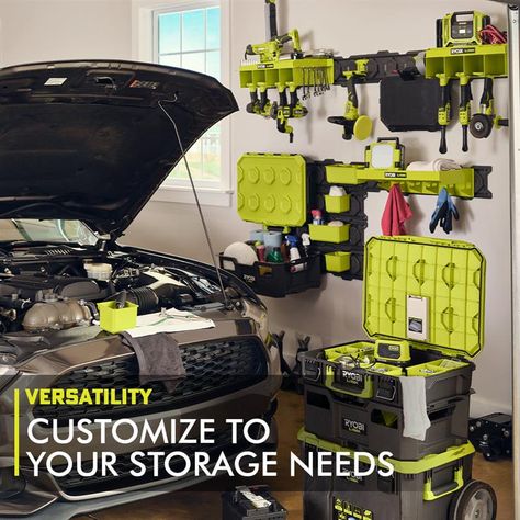 LINK 7 PC. WALL STORAGE KIT - RYOBI Tools Ryobi Tool Storage, Ryobi Link, Storage Kit, Yard Cleanup, Stationary Storage, Ryobi Tools, Wall Railing, Yard Maintenance, Mobile Storage