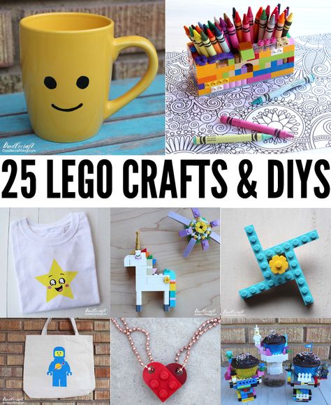 Doodlecraft: 25 Amazing Lego Crafts DIY's Roundup! Lego Handmade Gifts, Lego Crafts To Sell, Useful Lego Creations, Lego Crafts For Adults, Lego Diy Gifts, Lego Craft Ideas, Lego Crafts For Kids, Diy Lego Decorations, Lego Stem