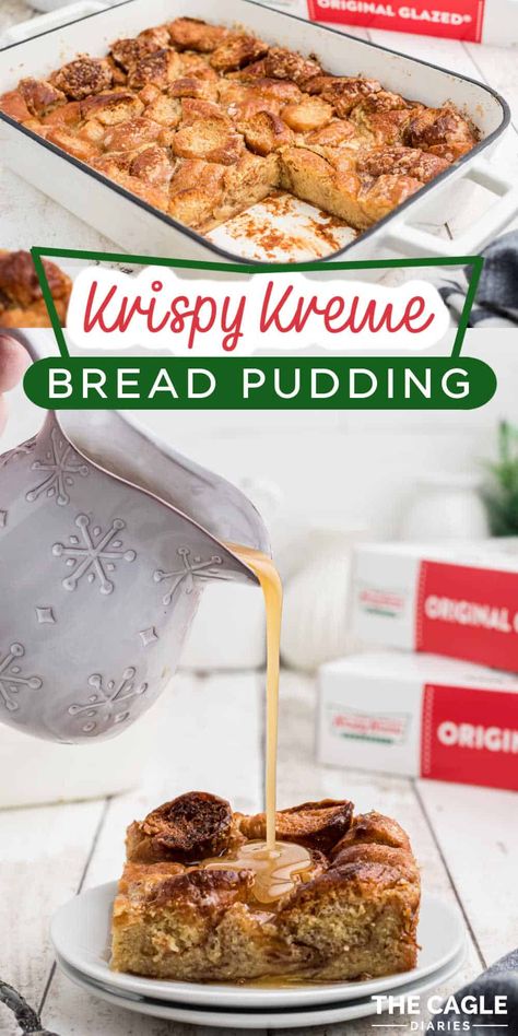 Bread Pudding Rum Sauce, Doughnut Bread Pudding Recipe, Krispy Kreme Bread Pudding, Donut Bread Pudding, Best Bread Pudding Recipe, Breakfast Dessert Recipes, Vegetarian Recipes Dessert, Pumpkin Bread Pudding, Fluff Recipe