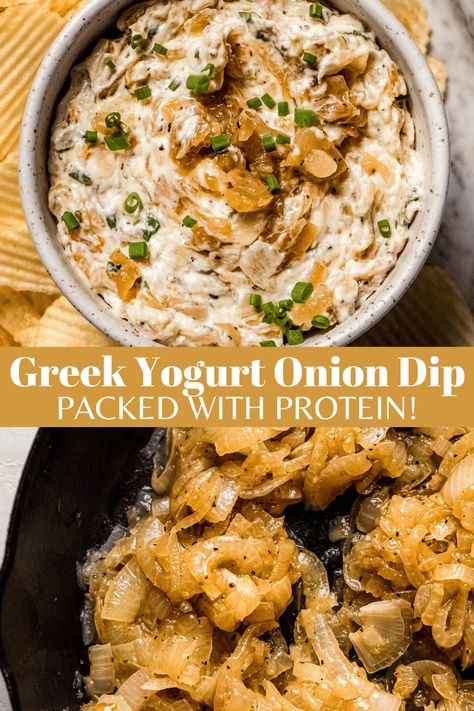 Greek Yogurt Onion Dip Recipe, Caramelized Onion Dip Greek Yogurt, Healthy Onion Dip, Cream Cheese Greek Yogurt Dip, Chicken Bites With Cream Cheese Yogurt Dip, French Onion Dip Greek Yogurt, Greek Yogurt Dip For Chips, Cream Cheese Yogurt Dip, Easy Onion Dip