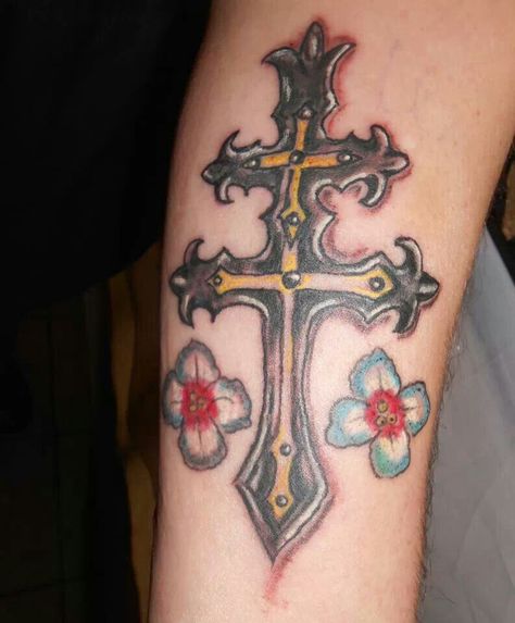 Cross of Lorraine tattoo Cross Of Lorraine, Small Cross Tattoo, Tattoo Sites, Best Couple Tattoos, Jewel Tattoo, Cross Tattoo Designs, Chicken Recipes Healthy, Cross Tattoos, Tattoo Now