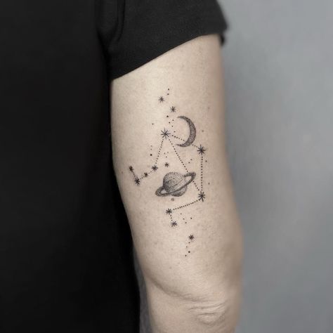 Space Themed Tattoos, Horoscope Constellation, Themed Tattoos, Universe Tattoo, Bts Tattoos, Fantasy Tattoos, Cloud Tattoo, Zodiac Tattoo, Constellation Tattoos