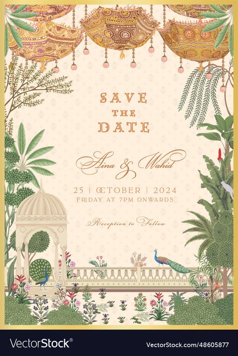 Traditional Indian Wedding Invitations, Digital Wedding Invitations Design, Indian Wedding Invitation, Indian Wedding Invitation Card Design, Tropical Trees, Digital Invitations Wedding, Indian Wedding Invitation Cards, Colorful Umbrellas, Indian Wedding Cards