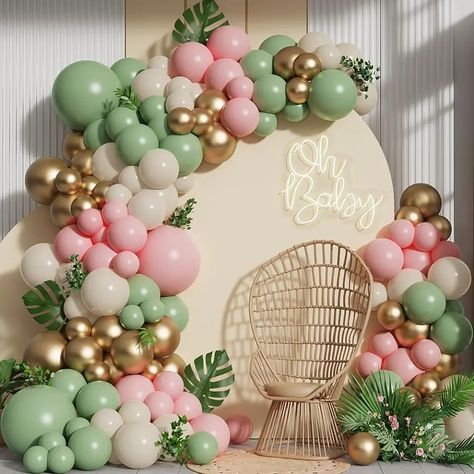 Embrace the sweetness and charm of our 'Bear-Themed Baby Shower Decorations'! From cuddly bear centerpieces to adorable woodland accents, our pins offer inspiring ideas to create a cozy and heartwarming atmosphere for your special celebration.Sage Green Pink Balloon Arch Garland Kit,137pcs Blush Pastel Pink and Green White Sand Gold Balloons Girl Woodland Baby Shower, Safari Birthday Party Decorations, Baby Shower Unique, Sage Green Baby Shower, Jungle Balloons, Baby Shower Balloon Arch, Baby Shower Garland, First Birthday Party Decorations, Green Baby Shower