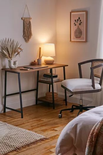 Urban Outfitters Furniture, Guest Bedroom/office, Urban Outfitters Home, Industrial Desk, Desk In Living Room, Bedroom Desk, Room Stuff, Apartment Essentials, Apartment Furniture