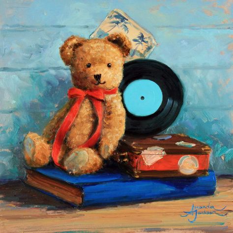 Akrilik Painting, Toy Painting, Teddy Bear Drawing, Childhood Memories Art, Teddy Pictures, Childhood Art, Children Sketch, Bear Paintings, Bear Drawing