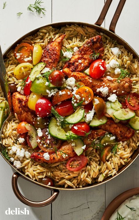 One Pot Shawarma Chicken And Orzo Skillet Is Unbelievably FlavorfulDelish Orzo Skillet, Shawarma Chicken, Chicken And Orzo, Chicken Tenderloin, Chicken Tenderloin Recipes, Chicken Orzo, One Pot Chicken, Tenderloin Recipes, Chicken Shawarma