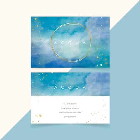 Employee Id Card, Watercolor Business, Watercolor Business Cards, Beautiful Business Card, Double Sided Business Cards, Id Card Template, Business Identity, Luxury Business Cards, Elegant Business Cards