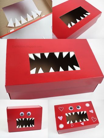 Davis would on this like white on rice! Craftibilities: {{MONSTER}} Valentine's Day Box - School-Classroom IDEA! Free printable tags! Diy Valentines Box, Valentine Boxes For School, Kids Valentine Boxes, Valentine Card Box, Monster Valentines, Diy Monsters, Valentine Mailbox, Valentine Day Boxes, Diy Valentine