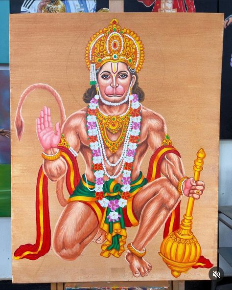 Hanuman Ji Colour Drawing, Panchmukhi Hanuman Ji Drawing, Hanuman Art Artworks, Hanuman Ji Painting Acrylic, Hanuman Rangoli Design, Bajrangbali Drawing, Hanumanji Painting, Hanuman Ji Painting, Hanuman Sketch