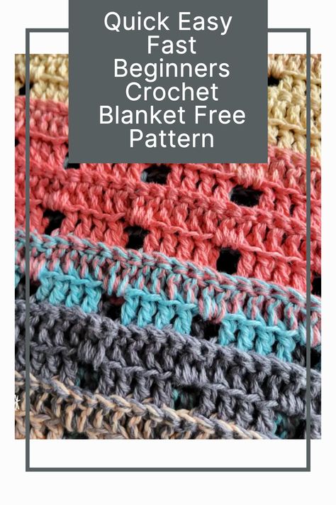 Create this gorgeous crochet blanket with this simple free pattern! Only 2 repeat rows plus video tutorial! Easy Crochet Lapghan Pattern Free, Crochet Blanket 3 Colors, Crochet Quick Blanket, Quick Blanket Crochet Pattern, Easy Crochet Patterns Free Blanket, Crochet Lap Blanket Patterns Free Simple, Fast Easy Crochet Afghan Free Pattern, Easy Afghan Crochet Patterns, Easy Crochet Lap Blanket