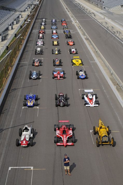 My friend & Photographer Steve Swope with 33 of the greatest Indy 500 winning cars Indy 500 Winner, Sick Cars, Indy Car Racing, Indianapolis Motor Speedway, Fast Sports Cars, Classic Racing Cars, Indianapolis 500, Super Speed, Indy 500