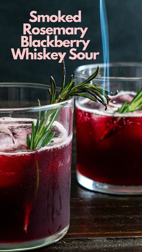 The smoky twist and herbal infusion make this whiskey sour a memorable delight. Impress your guests and savor the perfect balance of flavors in every sip. Cheers to unforgettable evenings filled with the essence of smoked rosemary and blackberry magic! 🌿🍇 #SmokedRosemaryBlackberryWhiskeySour Rosemary Whiskey Cocktail, Blackberry Rosemary Cocktail, Smoked Whiskey Drinks, Blackberry Whiskey Sour, Smoked Bourbon Drinks, Smoked Rosemary Cocktail, Fruity Whiskey Cocktails, Smoked Cocktails Drink Recipes, Smoked Bourbon Cocktail