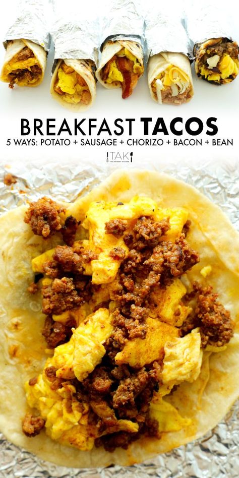 Taco Breakfast Burrito, Authentic Mexican Breakfast Tacos, Breakfast Tacos With Corn Tortillas, Breakfast Taco Recipes, Tex Mex Breakfast Tacos, Breakfast Tacos Corn Tortillas, Easy Breakfast Tacos Recipe, Make Ahead Breakfast Tacos, Breakfast Tacos On Blackstone