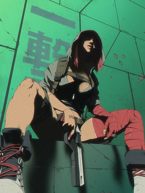 ICHIGEKI, TONTON REVOLVER on ArtStation at https://www.artstation.com/artwork/aYdg3R Gangster Girl, Cyberpunk Girl, Punk Art, Cyberpunk Aesthetic, Arte Cyberpunk, Cyberpunk Character, Cyberpunk Art, Arte Fantasy, Comic Books Art