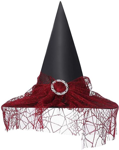 Halloween Costume Hats, Vampire Halloween Costume, Lace Fancy, Halloween Party Props, Halloween Witch Decorations, Beautiful Witch, Witch Hats, Witches Hat, Halloween Witch Hat