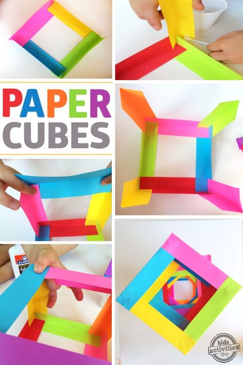 Paper Cube, Paper Engineering, Paper Boxes, Craft Activity, Math Art, Collaborative Art, School Art Projects, Paper Crafts For Kids, Construction Paper