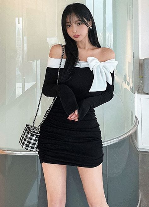 Korean Black Party Dress, Asian Dresses Fashion, Idol Dress Korean, Dress For Interview Women, Korean Formal Fashion, Jyp Audition, Korean Dress Outfit, Fashion Outfits Korean, Outfit Korean Style