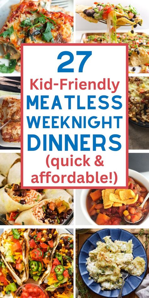 weekday dinner ideas easy vegetarian Essen, Vegetarian Weeknight Dinners, Family Vegetarian Meals, Kid Friendly Vegetarian Recipes, Cheap Vegetarian Meals, Meatless Meals Healthy, Quick Vegetarian Dinner, Weeknight Dinner Recipes, Vegetarian Kids