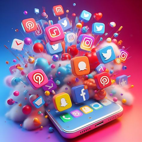 Social Media Accounts, Digital Marketing Wallpaper, Social Media Illustration Art, Social Media Artwork, Social Media Wallpaper, Apps Social Media, Marketing Wallpaper, Themes For Mobile Phone, Social Media Impact Illustration