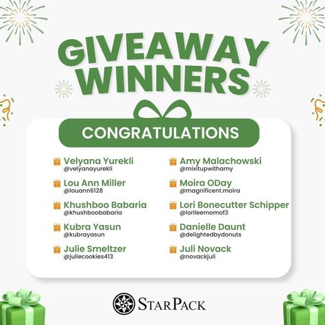 🎉 Exciting news, StarPack fam! 🎉 Congratulations to our 10 lucky winners who are about to elevate their kitchen game! 🍳✨ Your free products will be shipped soon, so get ready to level up your culinary adventures! @velyanayurekli @mixitupwithamy @louann6128 @magnificent.moira @khushboobabaria @lorileemomof3 @kubrayasun @delightedbydonuts @juliecookies413 @novackjuli #StarPackWinners #KitchenMagic PS: If you've been contacted but don't see your name on the winners' list, don't wor... Take Care Of Yourself Quotes, Giveaway Announcement, Ann Miller, Winner Announcement, Kitchen Magic, Kitchen Games, Name List, Giveaway Winner, Free Products