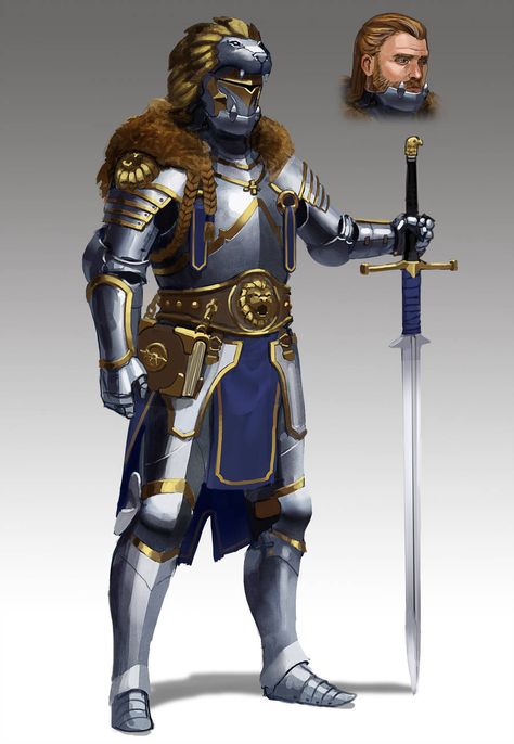 Lion Knight, Heroic Fantasy, Knight Art, Knight Armor, D&d Dungeons And Dragons, Fantasy Armor, Armor Concept, Fantasy Warrior, Arte Fantasy